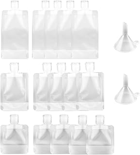 Refillable Empty Squeeze Pouch Bags for Toiletries 15Pieces Clear Travel Shampoo Bottles Small Travel Containers Kitsch Travel Set Stand Up Pouch for Toiletry Lotion Containers (30ml/50ml/100ml)