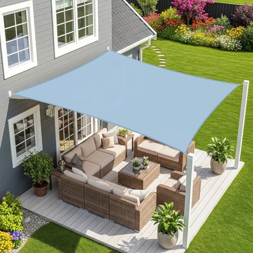 Sunnylaxx 5x6m Sonnensegel Rechteckig, Wasserdicht Sonnenschutz Sunsegel Color Graublau, 95% UV-Schutz,für Außenbereich,Garten