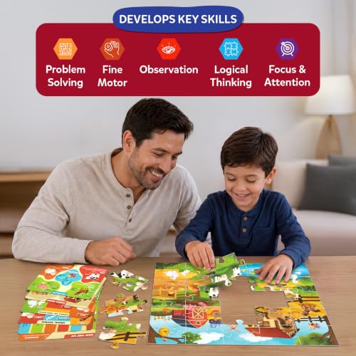 Image of Skillmatics Puzzle & Learn - Farm Animals, 25-Piece Jigsaw Puzzle | 6 Learning Boards, Educational Screen-Free Activity for Preschoolers & Toddlers, Gift for Boys & Girls Ages 3, 4, 5, 6, 7