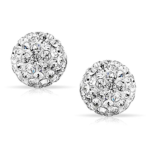 RUBYCA Pave Czech Crystal Disco Ball Clay Beads fit Shamballa Jewelry (50pcs, 8mm, White Clear)