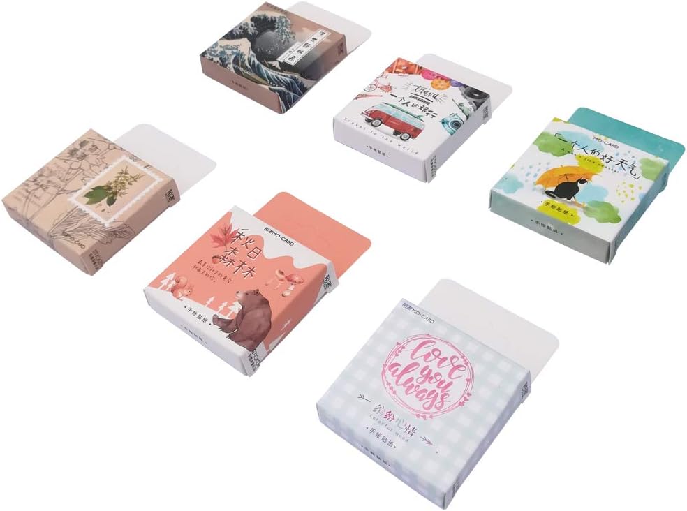 Kawaii Paper Stationery Sticker Set (6 Box, 270 Pieces) Cute Animal Travel Plant Greetings Scrapbooking Diary Album DIY Craft Planner Decorative Label Sticker