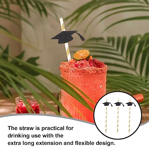 Pitillos de Papel con Gorra de Graduación Pack 12 Negro miniatura 5