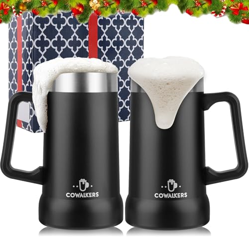 El Mejor Listado de Tarro los preferidos por los clientes. 48 Conjunto de 2 Tarros Cerveceros de Acero Inoxidable de Doble Pared Térmica 730 ml,Vasos Térmicos para Bebidas Frías y Calientes - Ideal para Cerveza, Café y Regalos para Papá...