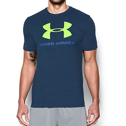 Under Armour Men's Sportstyle Logo T-Shirt, Blackout Navy (997)/Fuel Green, Large