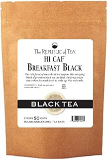 The Republic Of Tea HiCAF Breakfast Black Tea, 50 Tea Bags, Roasted Chicory High-Caffeine Gourmet Blend