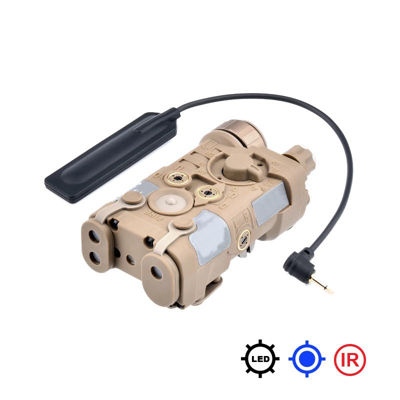 Plastic L3-NG Box Aiming Laser Sights(with IR Laser + Blue Laser+LED Whitelight Flashlight),& Modular Wire Control Remote Pressure Switch Combo,Tan