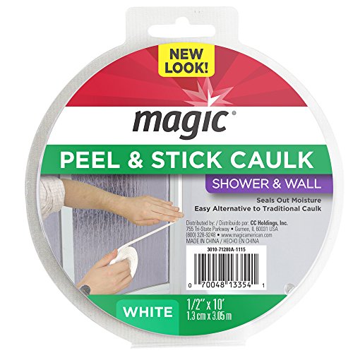 Magic Shower and Wall Peel & Caulk Strip - Create a Tight Seal Between the Bathtub and Wall to Keep Moisture Out - 1/2
