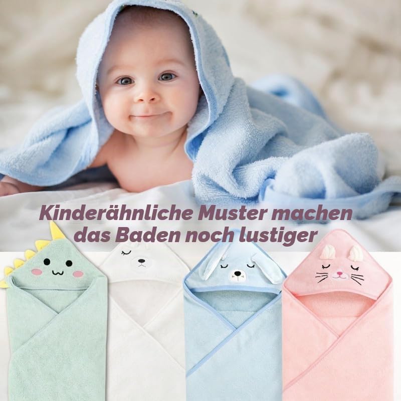 HAGOT Kapuzenhandtuch für Babys, 80x80 CM, Baby Bath Towel, Babybadetuch aus Korallenvliesfür, Babys Neugeborene, Grau – Ansicht 3