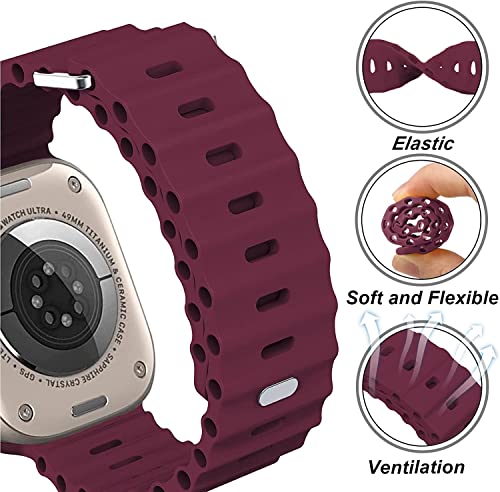 Image of IBS Ultra Seris 8 Smart Watch Men Two Watch NFC Door Unlock Smartwatch Bluetooth Call Wireless Charge Fitness Bracelet (Ultra Wine RED Rubber Strap (WRRS))