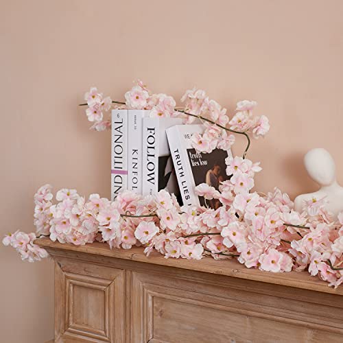 Party Joy 8Pcs 47.2Ft Artificial Cherry Blossom Flower Garland Hanging Vines For Spring Home Room Wedding Party Kawaii Decor (Pink-8Pcs) #TOP3
