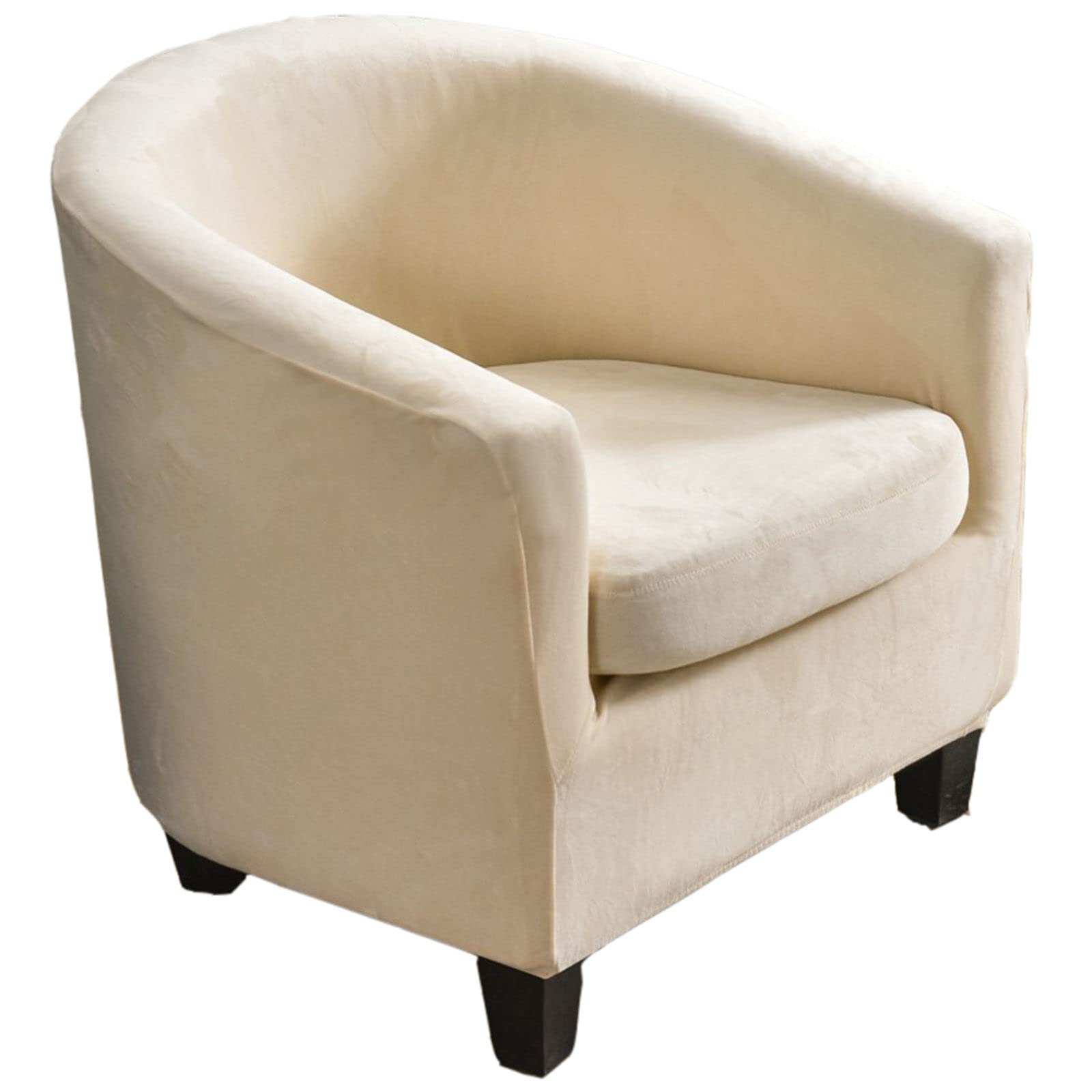 JHLD Velvet Club Chair Slipcover, 2 Pieces Stretch Tub Chair Cover Elastic Tub Chair Slipcover With Elastic Bottom Machine Washable For Living Room-Beige-2 Piece