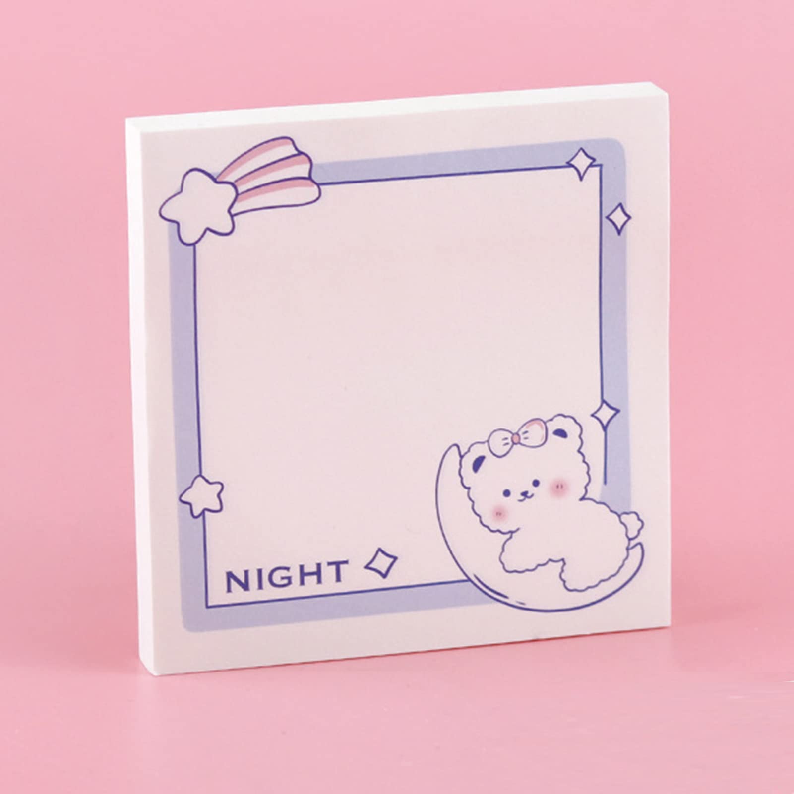 Paquete de 4 blocs de notas adhesivas de 3 x 3 pulgadas, bloc de notas adhesivas de frutas kawaii, bloc de notas autoadhesivas, 80 hojas/bloc (Z-Bear)