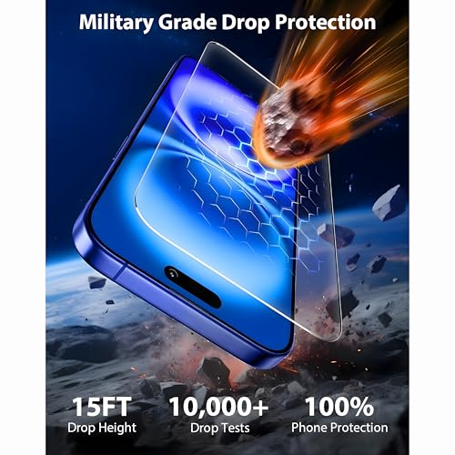 Image of OHAYO Tempered Glass Screen Protector Compatible with iPhone 15 and iPhone 16 | 9H Hardness Protective Glass | Full Screen Coverage | Scratch Resistant | HD Clear | Bubble Free Installation | Case Friendly