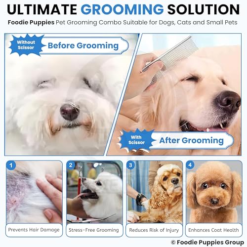 Image of Foodie Puppies 3-in-1 Pet Grooming Kit for Dogs & Cats | Cordless Electric Trimmer, Nail Clipper with Filer and Steel Flat Comb | Low Noise, Rechargeable, Professional Grooming Set