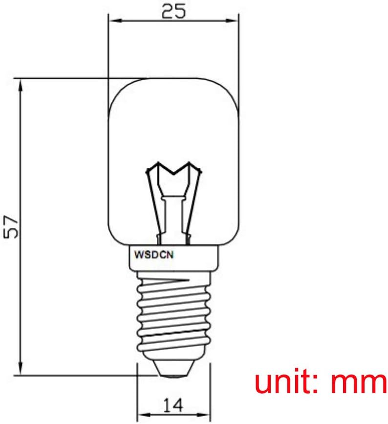 2 Pack, Fulfilled by Amazon, WSDCN E14 T25 25W 120V 120 Volt 125V 110V~130V Oven Light Bulb Heat Resistant Bulb 300'C