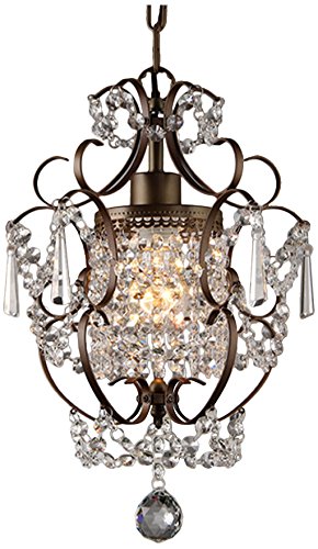 Whse of Tiffany RL4025BR Rosalie 1-Light Antique Bronze 11 inch Crystal Chandelier, 11" L x 11" W x 15" H