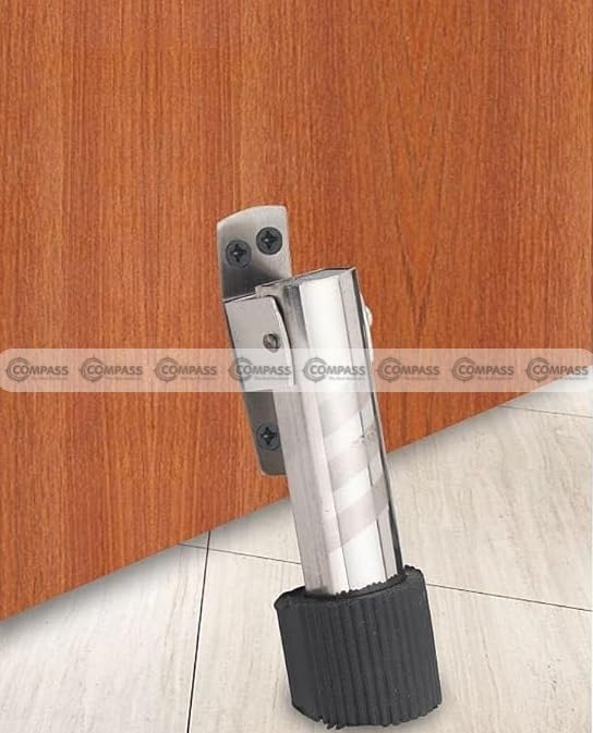 Image of COMPASS Flower Stainless Steel Heavy Single Door Fitting Accessories Full Set /Kit (1 Aldrop, 1 Latch, 2 Handles, 1 Tower Bolt and 1 Door Stopper | 10 inch | SS Finish