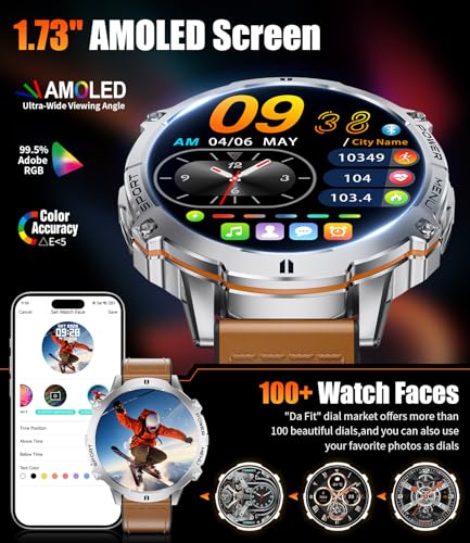 Image of LIGE Smart Watches with 900mAh Battery,1.73 inch AMOLED relojes para Hombres with Bluetooth Call,110+Sports Mode Tactical Fitness Watch /Heart Rate Sleep Health Monitor /Android iOS Smart Watch