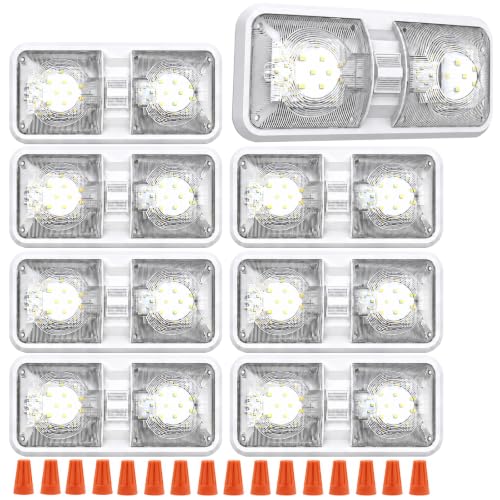 Poiini RV LED Interior Lights DC 12V, 1000LM 8W Double Dome Ceiling Light with ON/Off Switch, Camper Light Fixture, 4000-4500K Natural White for RV, Trailer, Boat, Car (8 Pack) by Poiini - Used condition - US$53.53