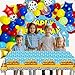 Cartoon 154Pcs Toys Inspired Story Birthday Decorations Including Balloon Arch, Backdrop, Tablecloth and Rocket Balloons, Toys Inspired Story Themed Birthday Party Supplies for Kids