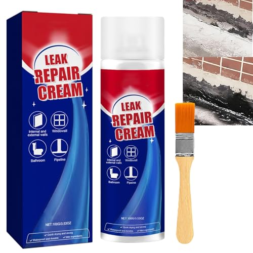 Leak Repair Waterproof Sealant Cream Fast Drying Sealant Spray Leak Repair Cream Roof Sealan/t Long-Lasting Seal Spray Waterproof Crea/m for Roofs Pipes Crack Canned Filler Crea/m for Wall with Brush