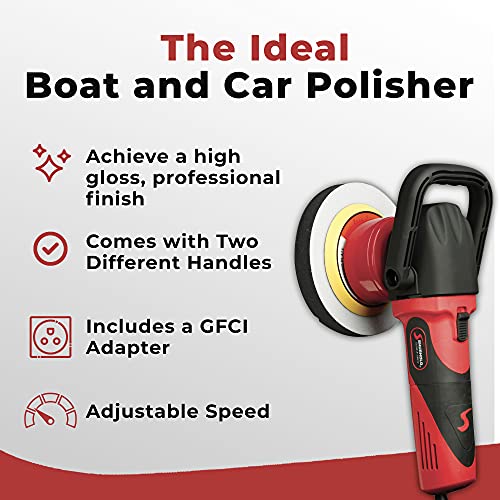 Shurhold 3101 Dual Action Random Orbital Car Boat Buffer Polisher Starter Kit With 16Oz Pro Polish Wax & Sealant, 6.5” Foam Pad, Microfiber Towel, And Carrying Bag , Red #TOP5