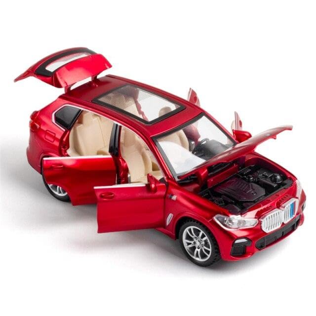 Image of PLUSPOINT Diecast X5 SUV Toy Car Scale Model,Pull Back Vehicles Alloy Simulation Supercar with Lights and Sound Also for Car Dashboard,Kids,Adult