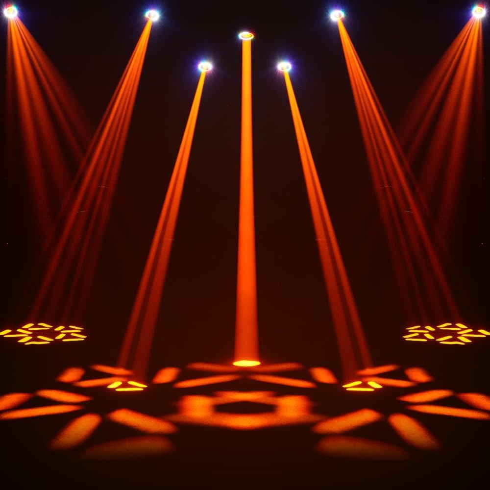 SHEHDS GalaxyJet 300W LED Mouvement Head Light, Beam&GOBO&Wash 3in1, 55000 lx/5m, Effet Prisme 5, Effet Gel, 9 Couleurs, 7 Gobos Rotant, DMX512 pour Fête, KTV, Spectacle de scène