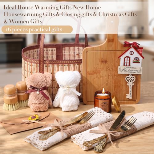 17 Pieces Housewarming Gifts Basket for New Home - Closing Gifts for Women Men Couple Welcome Moving in New House First Apartment Kitchen Present - Image 4