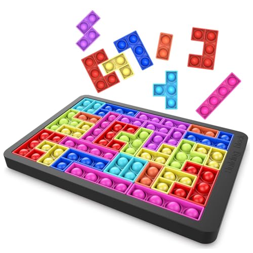 Silicone Push Pop Bubble Toy, Sensory Toys for Autism, Board Game Pop Game, Educational Learning Puzzle Intelligence Fidget Toys, Bubble Popper Stress Relief Toy Games for Boys and Girls