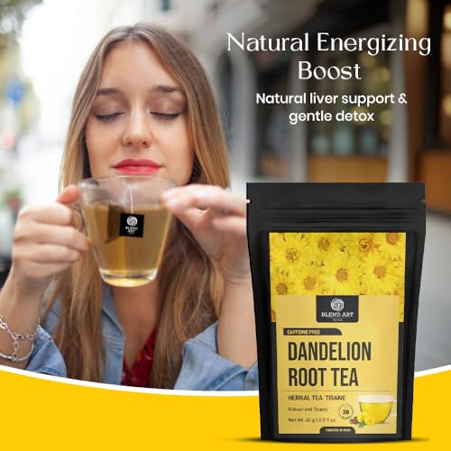 Image of Blendart Dandelion Leaf & Root Tea bags, 30 Teabags - Natural Dandelion Herbal Tea for Liver & Kidney Detox Health - Caffeine-free Support IMPROVES DIGESTION & Boost Immune System Detox Herbal Tea