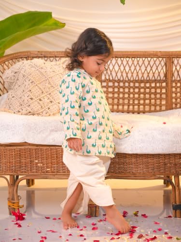 Image of POLKA TOTS Premium Cotton Dhoti Kurta Set for Kids Boys | Traditional Angrakha Style Ethnic Wear for Boys | Kurta Dhoti Set for Kids | Festive & Wedding Clothing Set for Baby