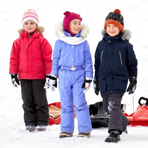 Image of Jansun 3 Pairs Kids Winter Gloves Warm Outdoor Windproof Adjustable Gloves Toddler Snowboard Gloves for Cold Weather Boy Girl Children