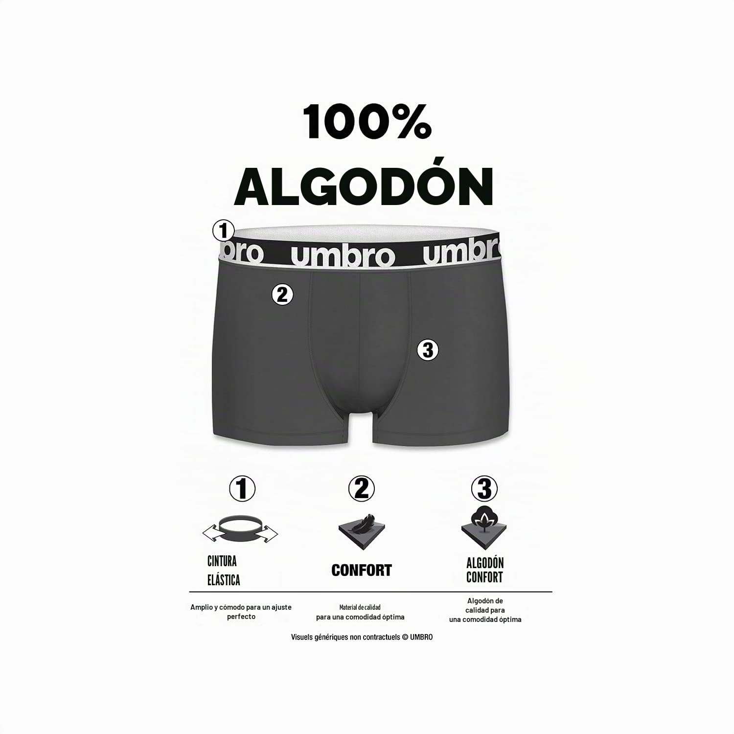 UMBRO Calzoncillos Hombre Boxer 100% Algodón, Ropa Interior Hombre, Malla Ventilada, Natural (Lote de 8)