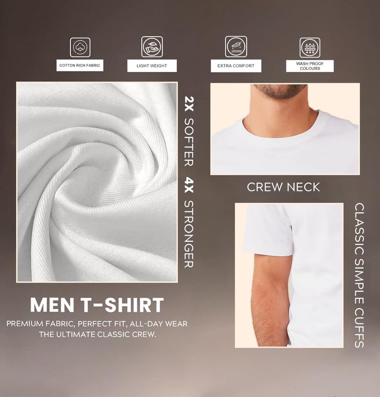 Image of Sleepynuts Men's Regular Fit Round Neck Half Sleeves Solid Casual Wear T-Shirt
