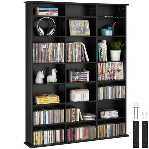 TecTake® Étagère Bibliothèque Étagère Rangement CD/DVD pour 840 CDs - 105,5x19x136,5 cm Meuble...