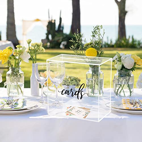 Image of Hooqict Clear Acrylic Wedding Card Box with Slot Large Blank Gift Card Boxes for Reception, Party, Wishing Well, Money Box Holder, Graduation Decorations, Baby Shower