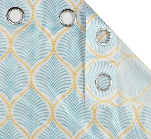 Image of Yarnis Polyester Floral Printed Light-Filtering Curtains 5 Feet Long for Window Living Room, Aqua Blue, Parda, 1 Piece