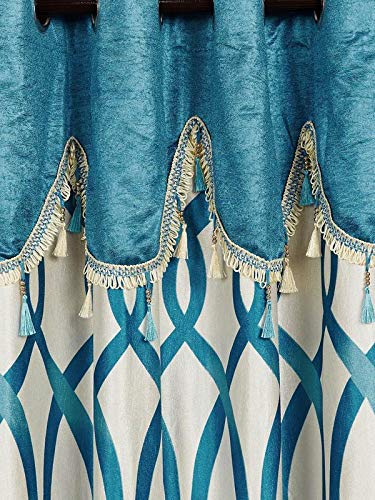 Image of Cortina Single Pcs Curtains for Door, Print Polyester Door Curtains for Bedroom, Kitchen, Kids or Living Room - Blue (115 cm x 210 cm)