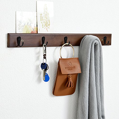 Hoveox 20 Pcs Bronze Single Hooks Coat Wall Mounted Single Hooks Hangers No Scratch Robe Hooks Equipped With 40 Pcs Screws & A Free Screwdriver For Bath Kitchen Garage Heavy Duty, Black #TOP2