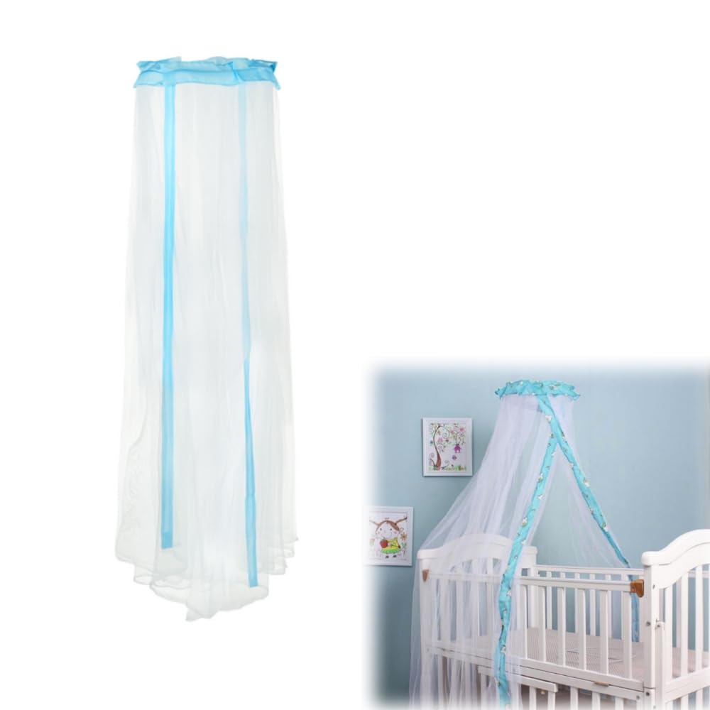 Crib Mosquito Net Universal Dome Cot Bed Crib Canopy Round Lace Mosquito Netting Foldable Baby Nursery Bed Mesh Tent Net Hanging Dome Curtain Cover Netting