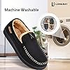 LongBay Men's Comfort Moccasin Slippers Memory Foam Warm Fluffy Faux Fur House Shoes with Indoor Outdoor Rubber Sole (12UK, Black) #4
