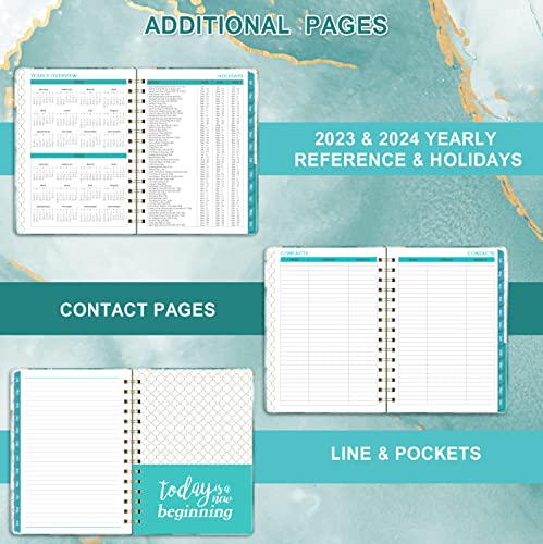 Planner 2023-2024 - July 2023-June 2024, 2023-2024 Academic Weekly & Monthly Planner With Tabs, 6.4" X 8.5", Hardcover With Back Pocket + Thick Paper + Twin-Wire Binding - Green #TOP4