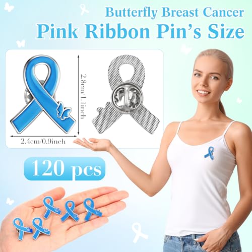 Image of Child Abuse Prevention Awareness Pin Metal Blue Ribbon Lapel Pins Bulk Colon Cancer Awareness for Charity Church Party