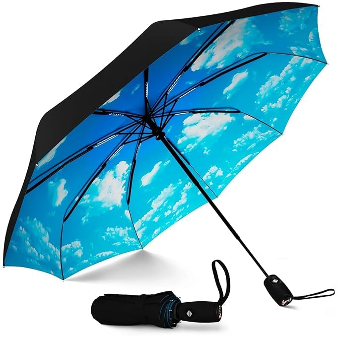 Image of TEKCOOL Umbrella, UV Big Size Umbrella for Sun Protection Rain Windproof Strong large 3 fold for men women kids boys girls Perfect small & stylish Windproof & Compact(Green)