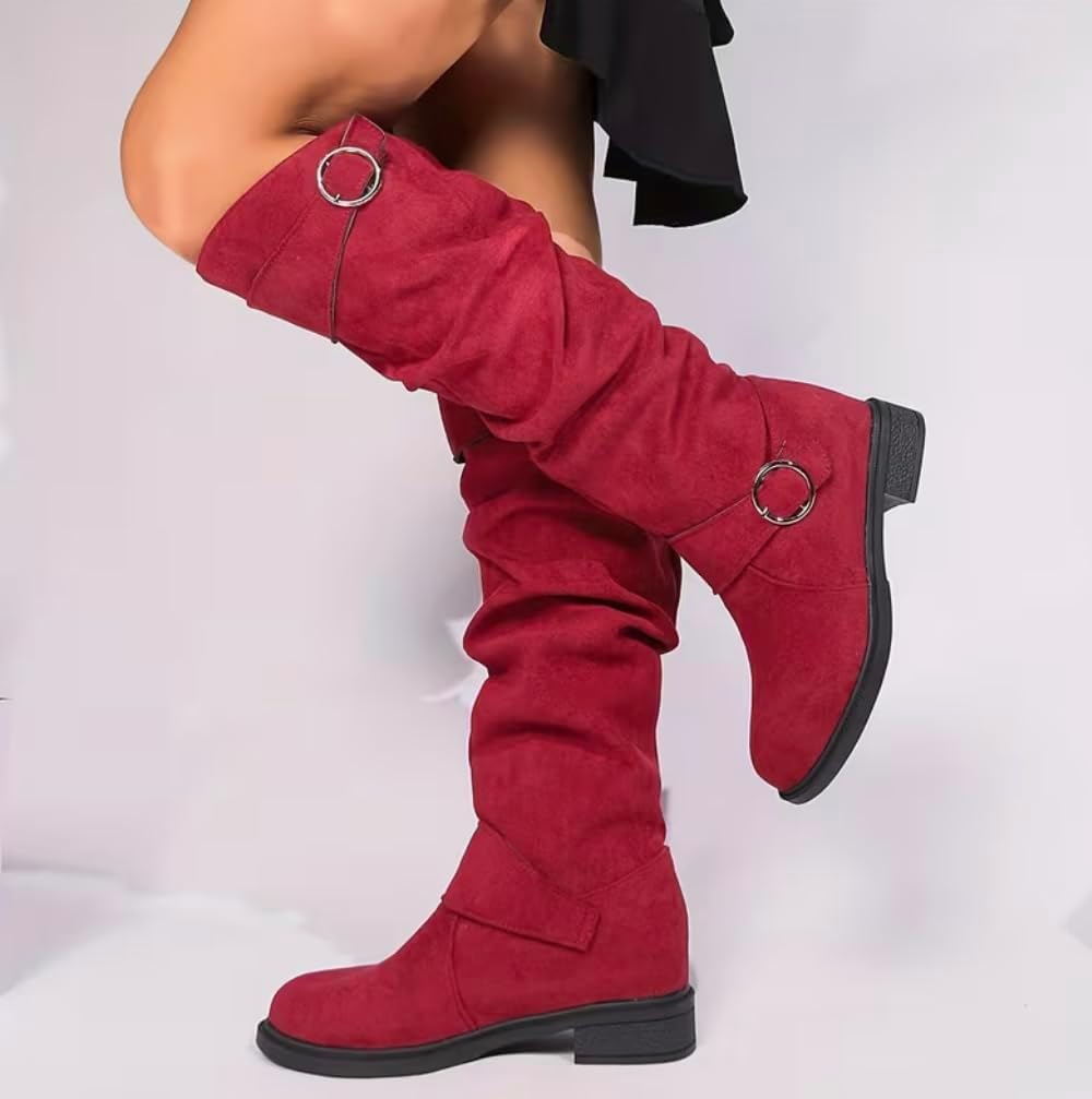 Knee High Platform Boots for Women – Wide Calf Comfortable Mid Heels Fall Winter Fashion – Western Style Dressy Boot