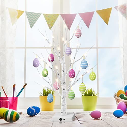 Higahy Lighted Birch Tree, Birch Twig Tree With Lights,Warm White 24 Led Battery/Usb Powered For Tabletop Decorations,Twig Tree For Indoor Party Home Wedding Party Valentine Day Easter #TOP4