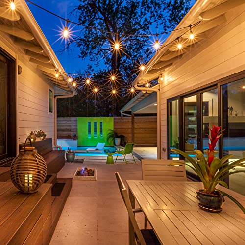 Mlambert 96Ft Led Outdoor String Lights, Dimmable Waterproof Patio Lights With 30+3 Edison Warm White Plastic Bulbs, Shatterproof Linkable Outside Hanging Light For Backyard Porch Garden - Black Cord #TOP6