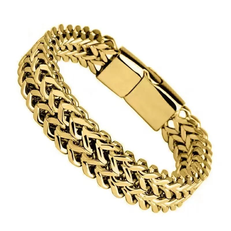 Stainless Steel Italian Mesh Link Golden Chain Bracelet with Magnetic Buckle for Men Gold Stylish Bracelet For Boys Golden Bracelet
