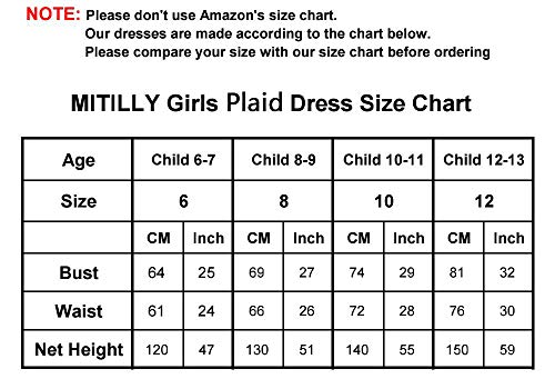 Mitilly Girls Plaid 3/4 Sleeve Pleated Casual Swing Long Maxi Dress With Pockets 8 Years Unicorn #TOP3